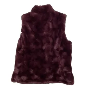 Nicole Miller Original Reversible Vest Womens Small Wine Red Faux Fur Quilted thumbnail 8