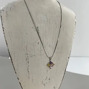 Boutique Sterling silver CZ pendant necklace. thumbnail 9