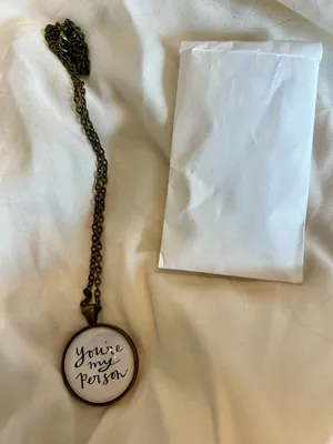 "You're My Person" Round Pendant Necklace - Black & White thumbnail 3