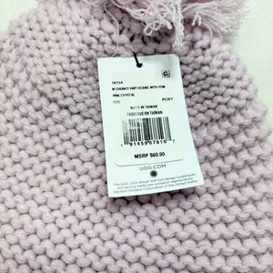 UGG‎ Chunky Crystal Pink Knit Beanie with Pom-Pom O/S thumbnail 3