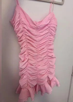 Lucy in the Sky Pink Ruched Mini Dress thumbnail 1