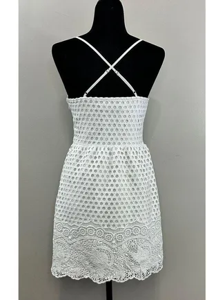 Abercrombie & Fitch White Crochet Lace Eyelet Strappy Mini Dress thumbnail 4
