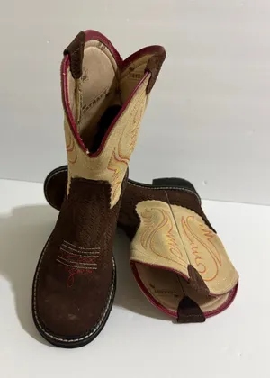 Ariat Brown, Cream and Pink Western Ankle Booties thumbnail 1