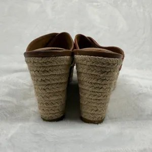 Coach Red Snakeskin‎ Striped Espadrille Wedge Platform Sandals Slides 8.5 READ thumbnail 6