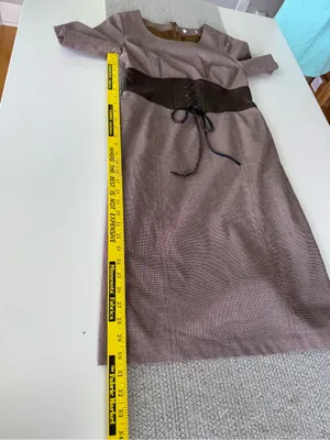 Vintage Brown Houndstooth Pattern Boatneck Corset Waist Midi Dress Fits Sz 6-8 thumbnail 9