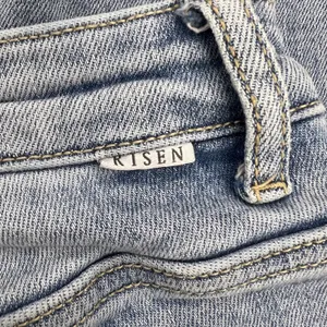 Risen High Rise Crossover Straight Leg Distressed Jeans Light Wash Size 7/28 thumbnail 11