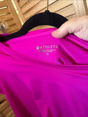 Athleta Bright Fuchsia Short Sleeve Tee With Mesh Insert Medium NWT thumbnail 3