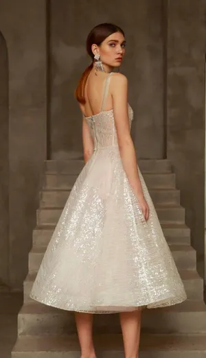Bronx and Banco NWT Mademoiselle Bridal Midi Dress in White. thumbnail 14