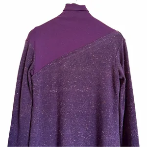 Purple Asymmetrical Pullover Mock Neck Sweater Women's Oversized Knit Top Tunic thumbnail 4