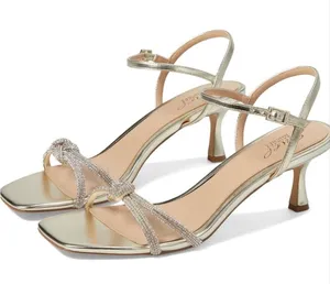 Jewel Badgley Mischka Maci Metallic Sandal with Rhinestone Knot Detail thumbnail 1