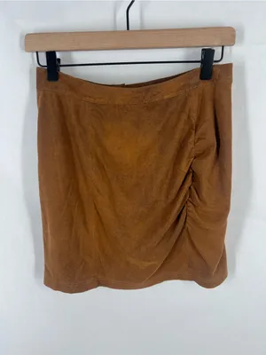 Free People Rumi Ruched Mini Skirt — Chestnut Brown thumbnail 2