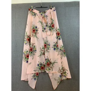 Topshop Floral NWT Maxi Skirt Womens 10 Pink NEW Tall Handkerchief HemTie Waist thumbnail 9