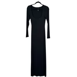 Skims Black Long Sleeve Midi Dress Womens M Bodycon Baddie Modest Minimalist thumbnail 2