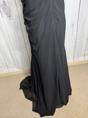 Faviana Couture Size 8 Long Maxi Dress Rosette Pleated Prom Formal Black Vintage thumbnail 12