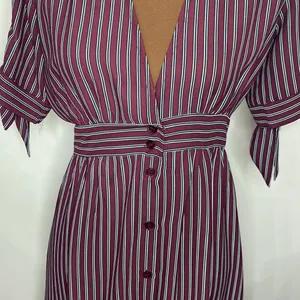 Urban Outfitters Plunging short sleeve striped empire waist midi shirt dress S thumbnail 8