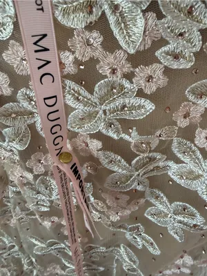 Mac Duggal Floral V Neck Long Sleeve Trumpet Gown 10 NEW Ivory Nude thumbnail 6