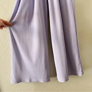 Ekouaer Lavender Ribbed Wide Leg Pants thumbnail 3