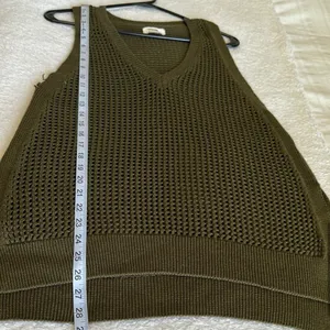 Anthropologie Olive Mesh Knit Top Size Small thumbnail 10