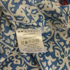 Khaadi Khaas Boho Halter Maxi‎ Dress Blue Patchwork 100% Cotton Small thumbnail 6