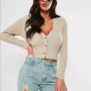 ✨ sand skinny rib cropped cardigan✨ thumbnail 2
