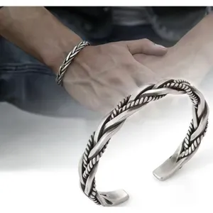 NEW Solid Unisex Braided 925‎ Sterling Silver Cuff Bracelet thumbnail 11