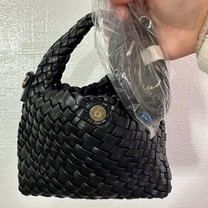 Mini Black Woven Hobo Crossbody Bag thumbnail 3
