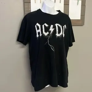 AC/DC Cotton:On Black Relaxed Boyfriend T-Shirt Distressed Goth Grunge Small thumbnail 3