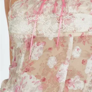 NWT Princess Polly Pink multi Floral Lace trim tank bustier Top us 2 thumbnail 3