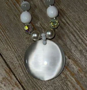NWT Charming Charlie necklace & earring set white/pearl/crystal beads thumbnail 2