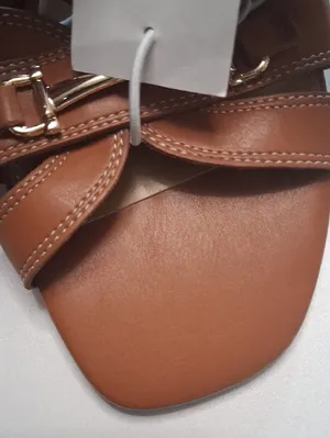 J. Crew Tan Leather Slide Mules with Gold Buckle thumbnail 7