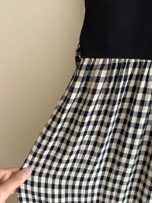 Panáche Vintage Gingham Print Belted Midi Dress, Black/Cream, Size 8 thumbnail 5
