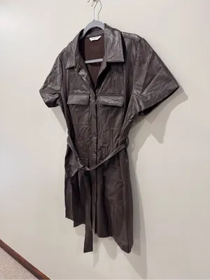 Amanda Uprichard Sz M Short Sleeve Greyson Mini Dress in Cocoa thumbnail 3