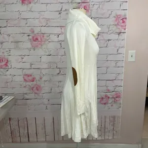 Calvin Klein white cowl neck elbow pad sweater dress thumbnail 5