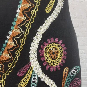 Gallagher Vintage 90s Embroidered Folk Art Cotton Flax Vest M Whimsigoth thumbnail 9
