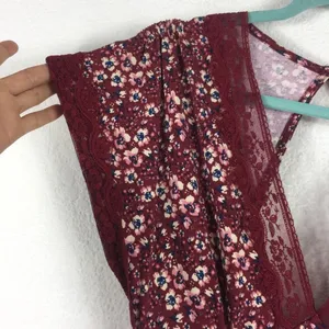 Free People Sweet Talker Lace Mini Dress Size XS Burgundy Floral 90s Grunge Boho thumbnail 8