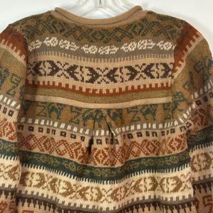 Inka Tradition Baby Alpaca‎ Hand Made Peru Fair Isle Llama Knit Cardigan Sweater thumbnail 8
