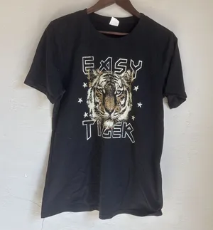 Alexis G Los Angeles Womens Black Easy Tiger Graphic T-Shirt Band Style Top M thumbnail 1