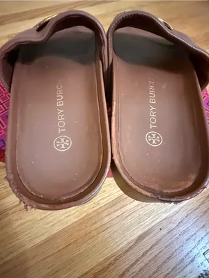 TORY BURCH Patos Disc Nappa Leather Platform Slide Sandals Size 7 M Burnt Cuoio thumbnail 5