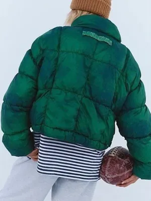 Free People FP Movement In A Bubble Patch Puffer Jacket Coat Evergreen Patch NWT thumbnail 2