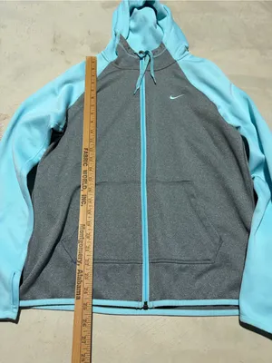 Nike Light Blue and Gray Zip-Up Hoodie therma-fit medium thumbnail 5