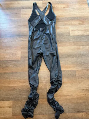 Black Faux-Leather Jumpsuit Size L thumbnail 2
