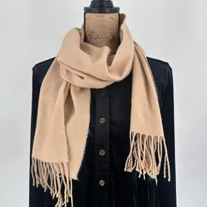 Pashmina Neutral‎ Tan Scarf Fringed Soft Lightweight Women Neutral Mininalist thumbnail 2