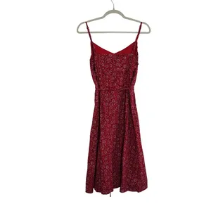 Loft Red‎ Bandana Floral Paisley Midi Dress Adjustable Straps Tie Waist Sleeveless thumbnail 8