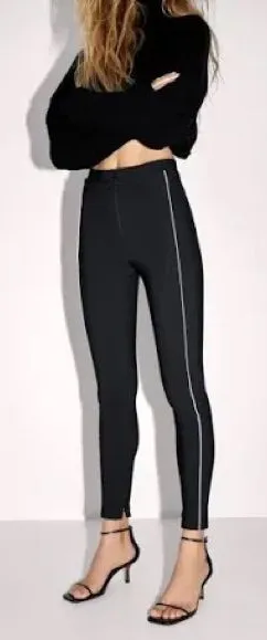 Zara high rise leggings with trim Small thumbnail 1