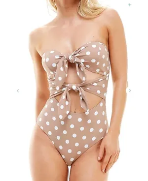 NWT New ENVYA SWIMSWEAR Belen Double Tie Polka Dot Swimsuit One Piece Small thumbnail 1