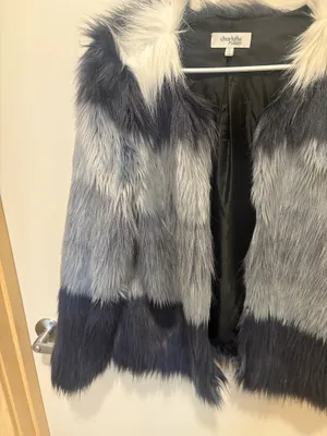 Faux fur black and gray coat Size M thumbnail 2