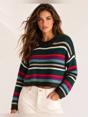 American Eagle Knit Sweater Crew Retro Revival 90s‎ Artsy Eclectic Indie Sleaze thumbnail 1