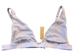 SKIMS Pointelle‎ Cotton Rib Plunge Bralette Logo Size Large NWT Lavender Purple thumbnail 1
