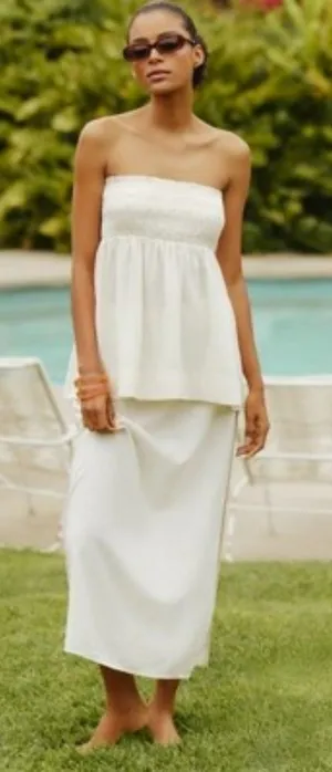 Celandine Linen-Blend Side-Slit Maxi Skirt thumbnail 1