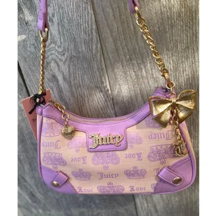 Vintage Juicy Couture Shoulder Bag with Gold Bow Charm thumbnail 4